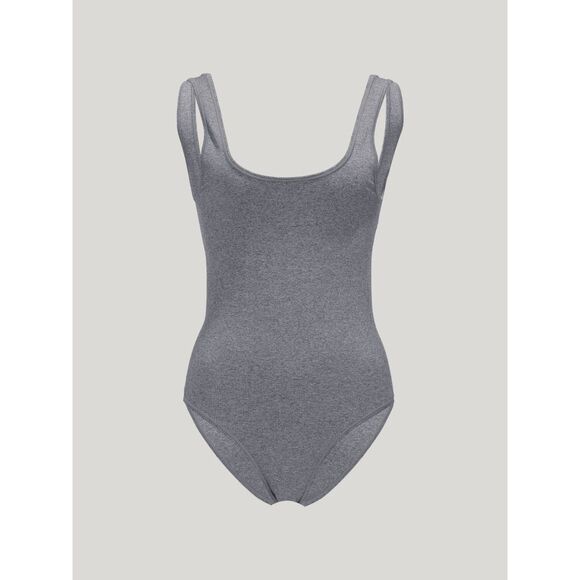 NWT Wolford Shaping Athleisure Logo Scoop Neck Bodysuit in Grey Melange Size S - Picture 6 of 16